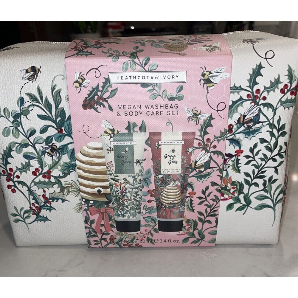 Heathcote & Ivory BUSY BEES Body Care Wash Cream Large Bag White Holly Vegan New